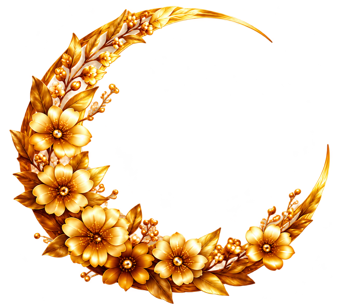 Gold floral crescent